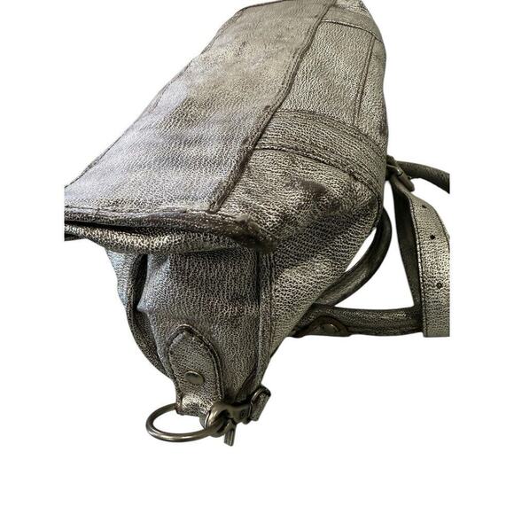 Frye Melissa Satchel/Crossbody Bag Distressed Leather Metallic Gray MSRP $388 - Picture 4 of 16